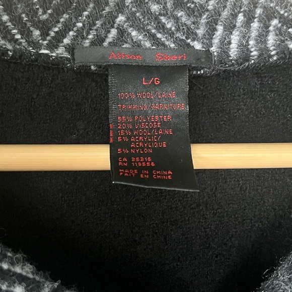 Chic Black and Gray Women's wool Cowl Neck Sweater jacket - Picture 5 of 6